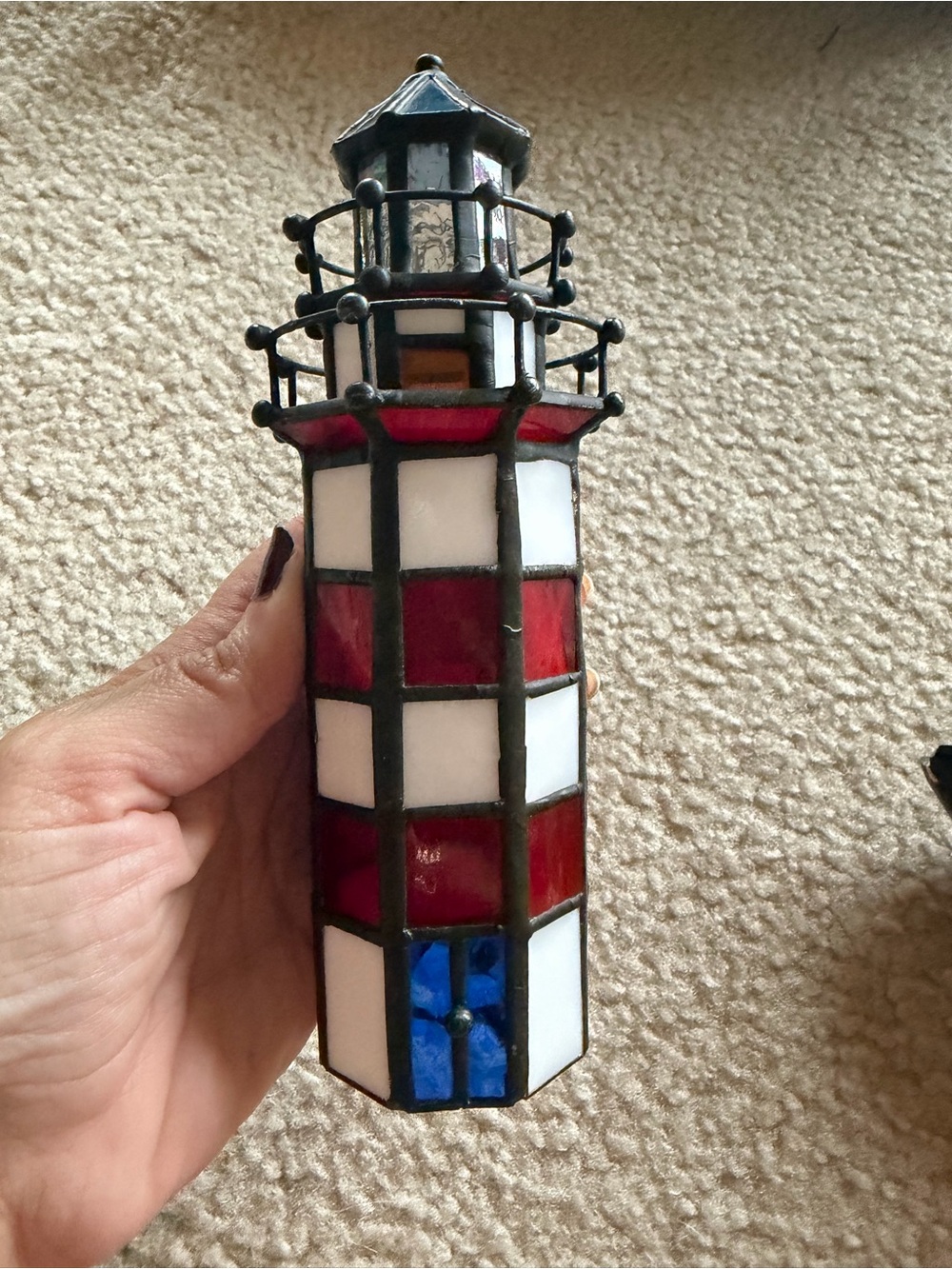 Vintage stained glass lighthouse Tiffany style